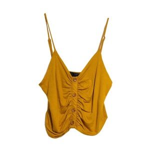 🖤NWT - Yellow Top Spaghetti Straps Button Details